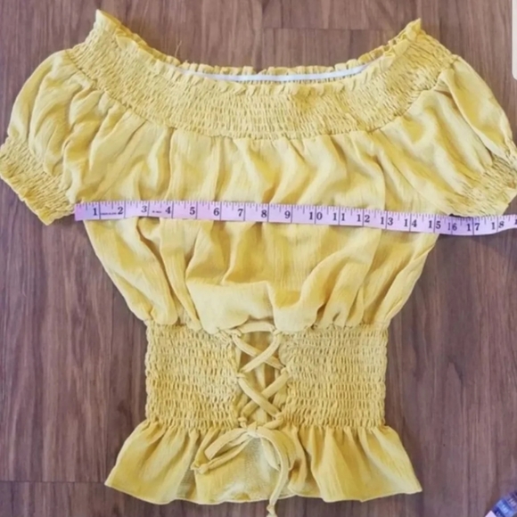 NWT Smocked Lace-Up Off The Shoulder Top - Picture 7 of 12